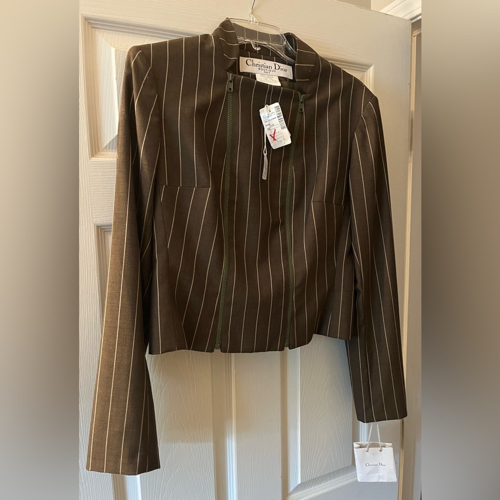 Christian Dior Brown Pinstripe Blazer and skirt